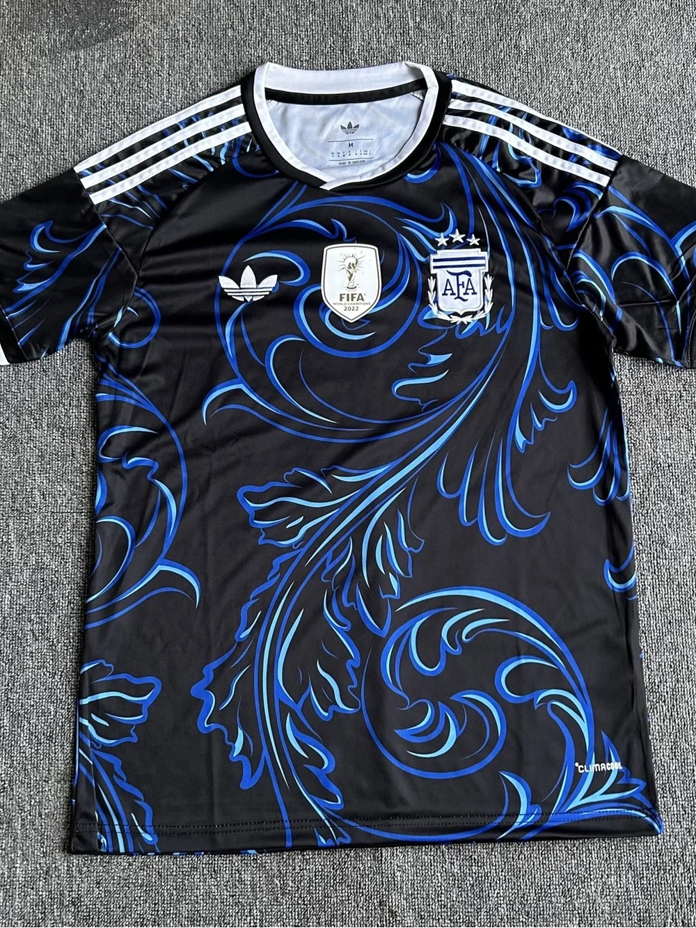adidas Black Shirt with Blue Swirl Argentina Crest